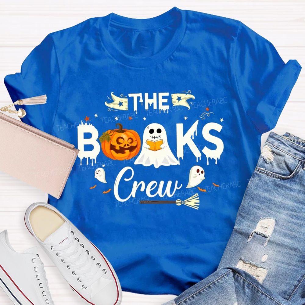 The Books Crew Halloween Reading Book Pumpkin Librarian T-shirt