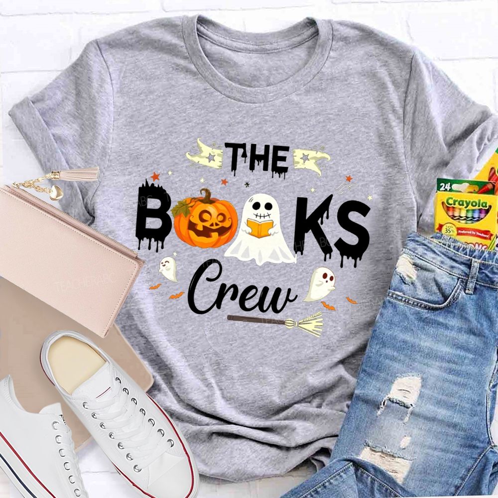 The Books Crew Halloween Reading Book Pumpkin Librarian T-shirt