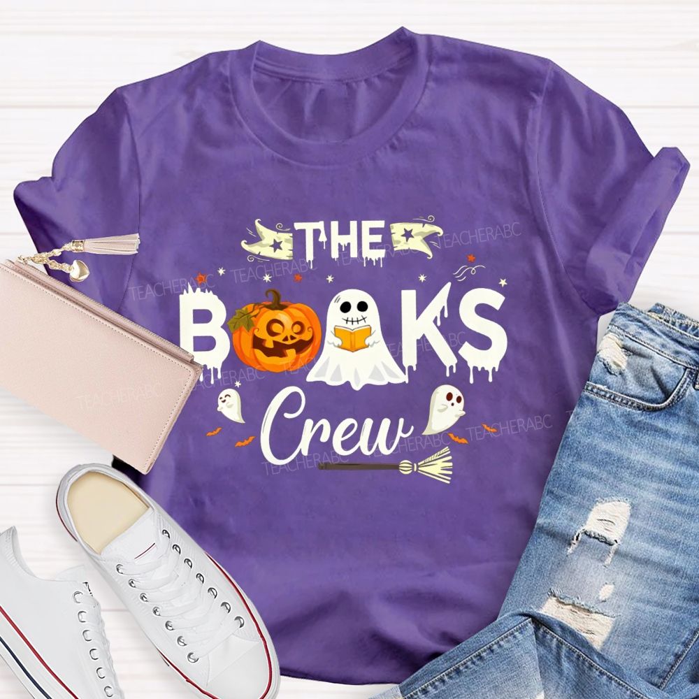 The Books Crew Halloween Reading Book Pumpkin Librarian T-shirt