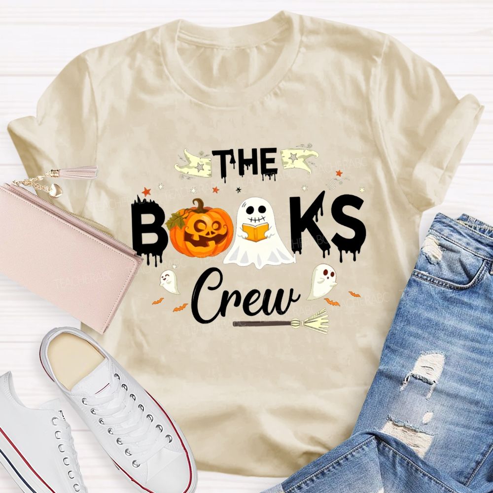 The Books Crew Halloween Reading Book Pumpkin Librarian T-shirt