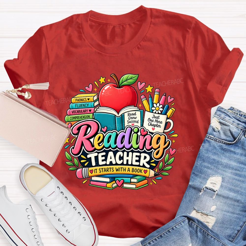 Reading Teacher Phonics Fluency Vocabulary Comprehension Teacher T-shirt