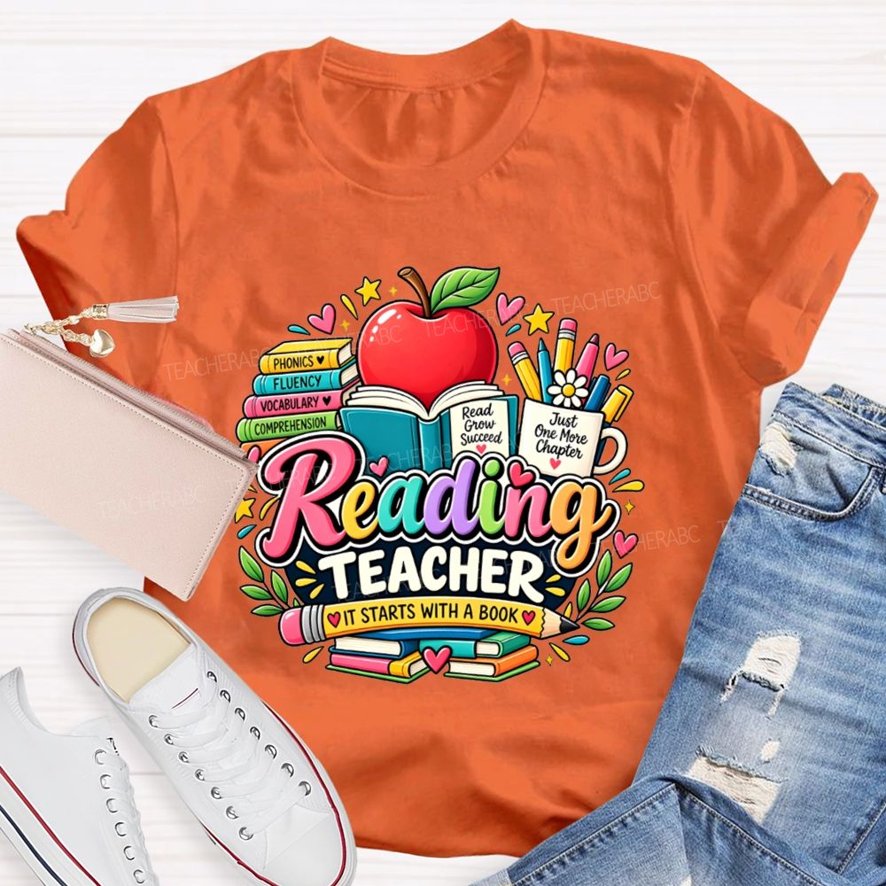 Reading Teacher Phonics Fluency Vocabulary Comprehension Teacher T-shirt
