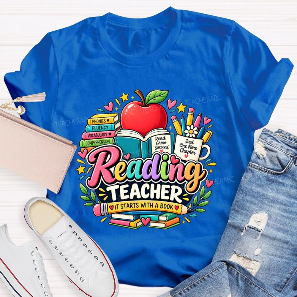 Reading Teacher Phonics Fluency Vocabulary Comprehension Teacher T-shirt
