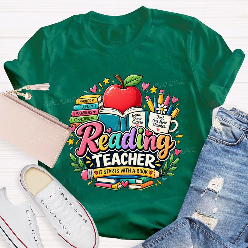 Reading Teacher Phonics Fluency Vocabulary Comprehension Teacher T-shirt