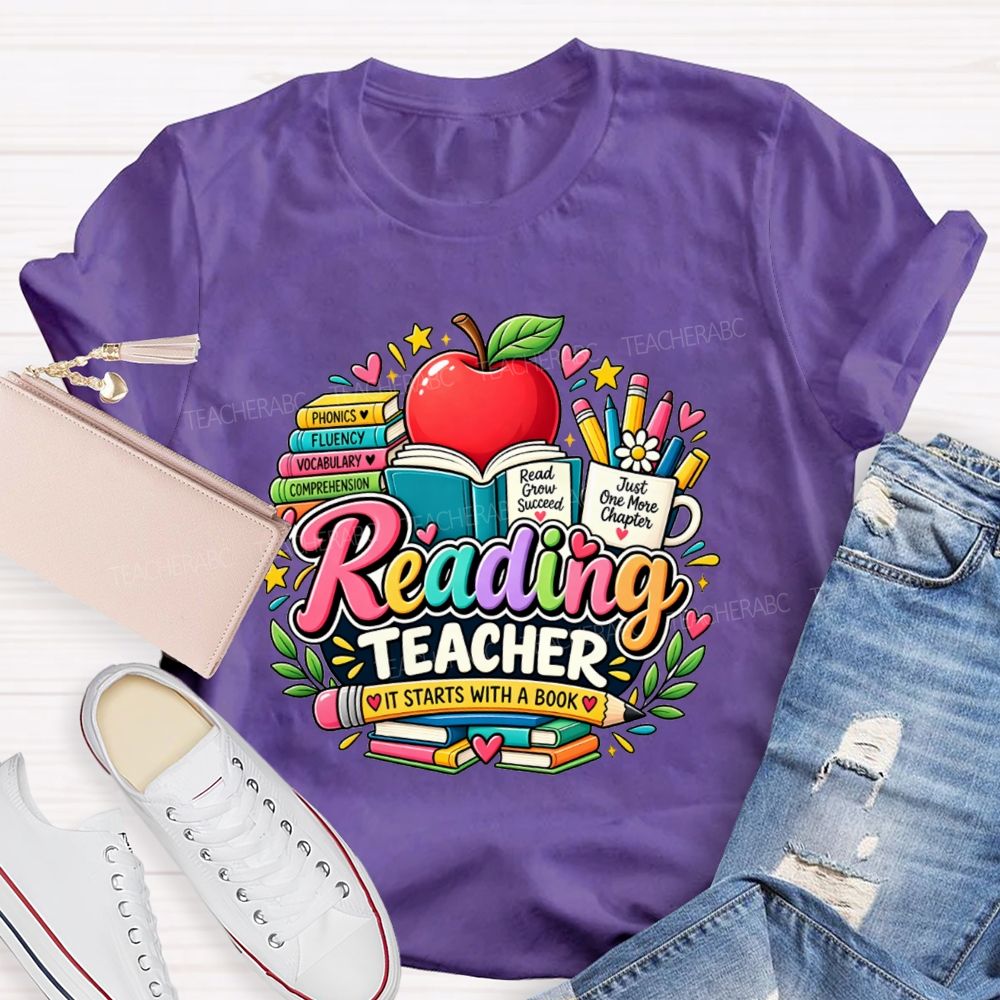 Reading Teacher Phonics Fluency Vocabulary Comprehension Teacher T-shirt