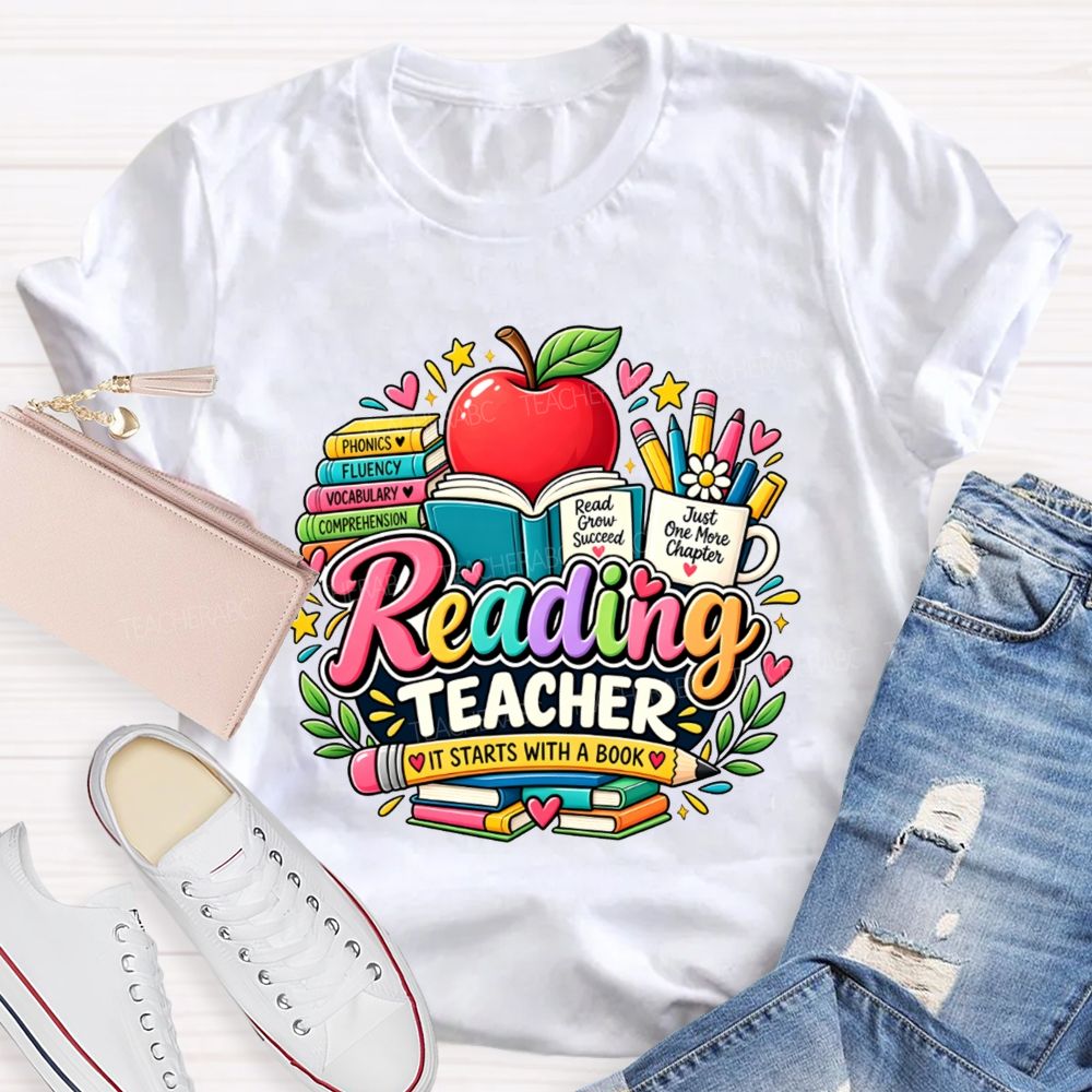 Reading Teacher Phonics Fluency Vocabulary Comprehension Teacher T-shirt