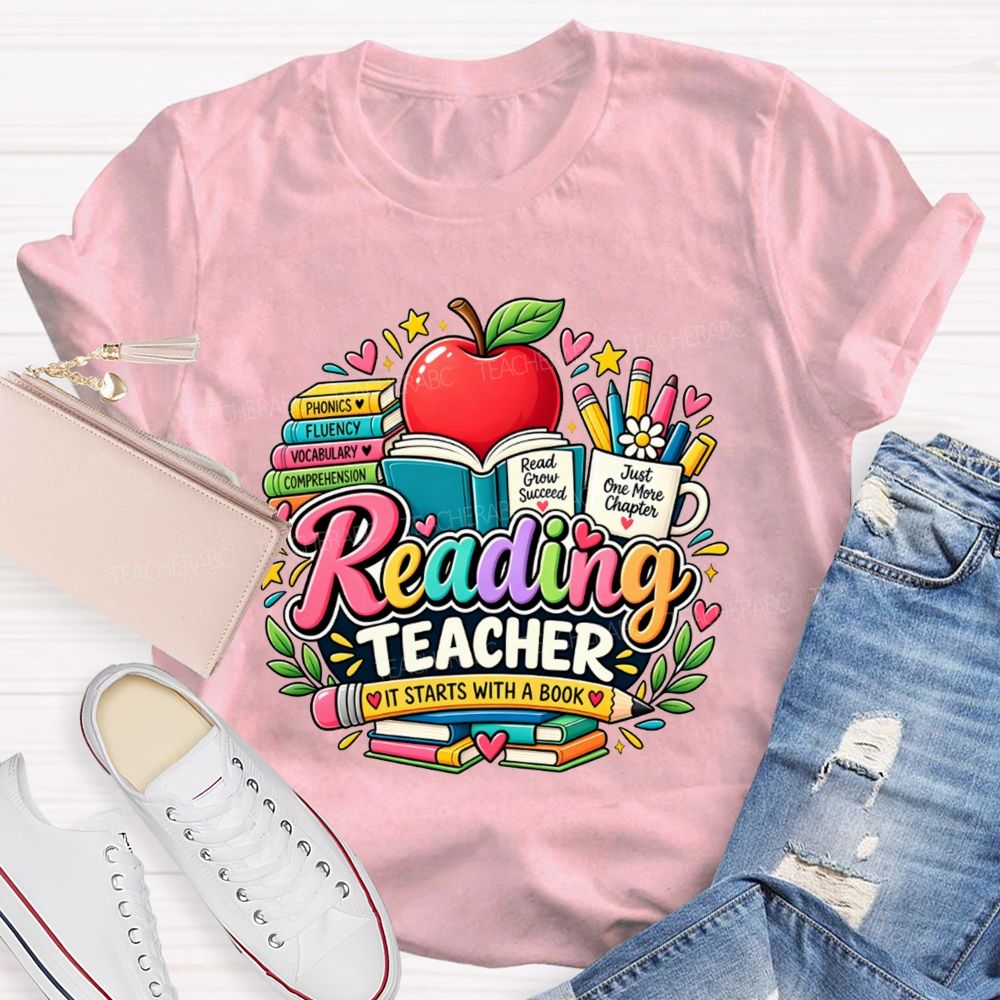 Reading Teacher Phonics Fluency Vocabulary Comprehension Teacher T-shirt