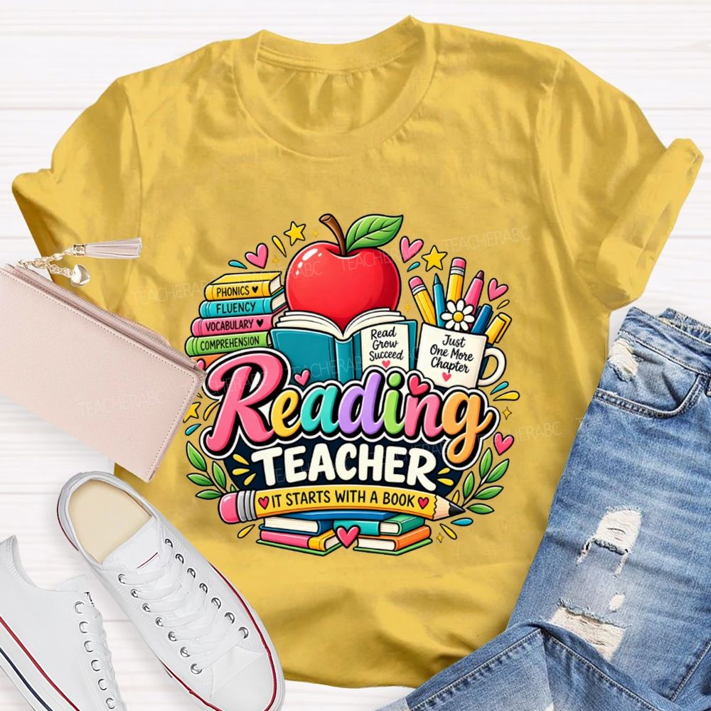 Reading Teacher Phonics Fluency Vocabulary Comprehension Teacher T-shirt