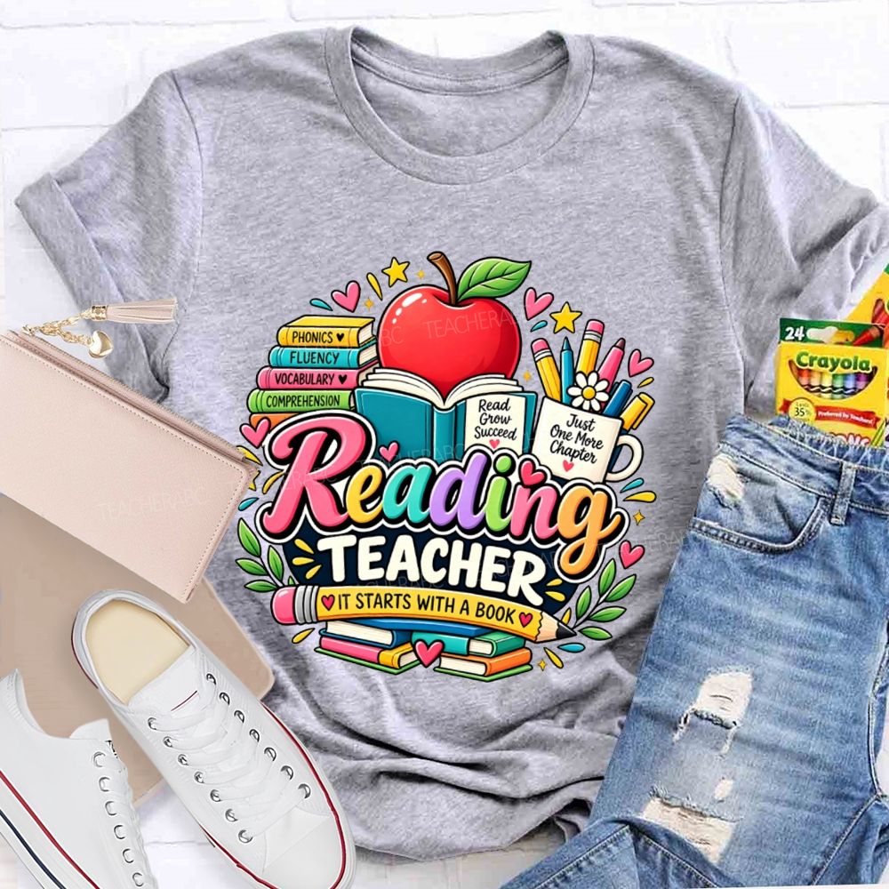 Reading Teacher Phonics Fluency Vocabulary Comprehension Teacher T-shirt