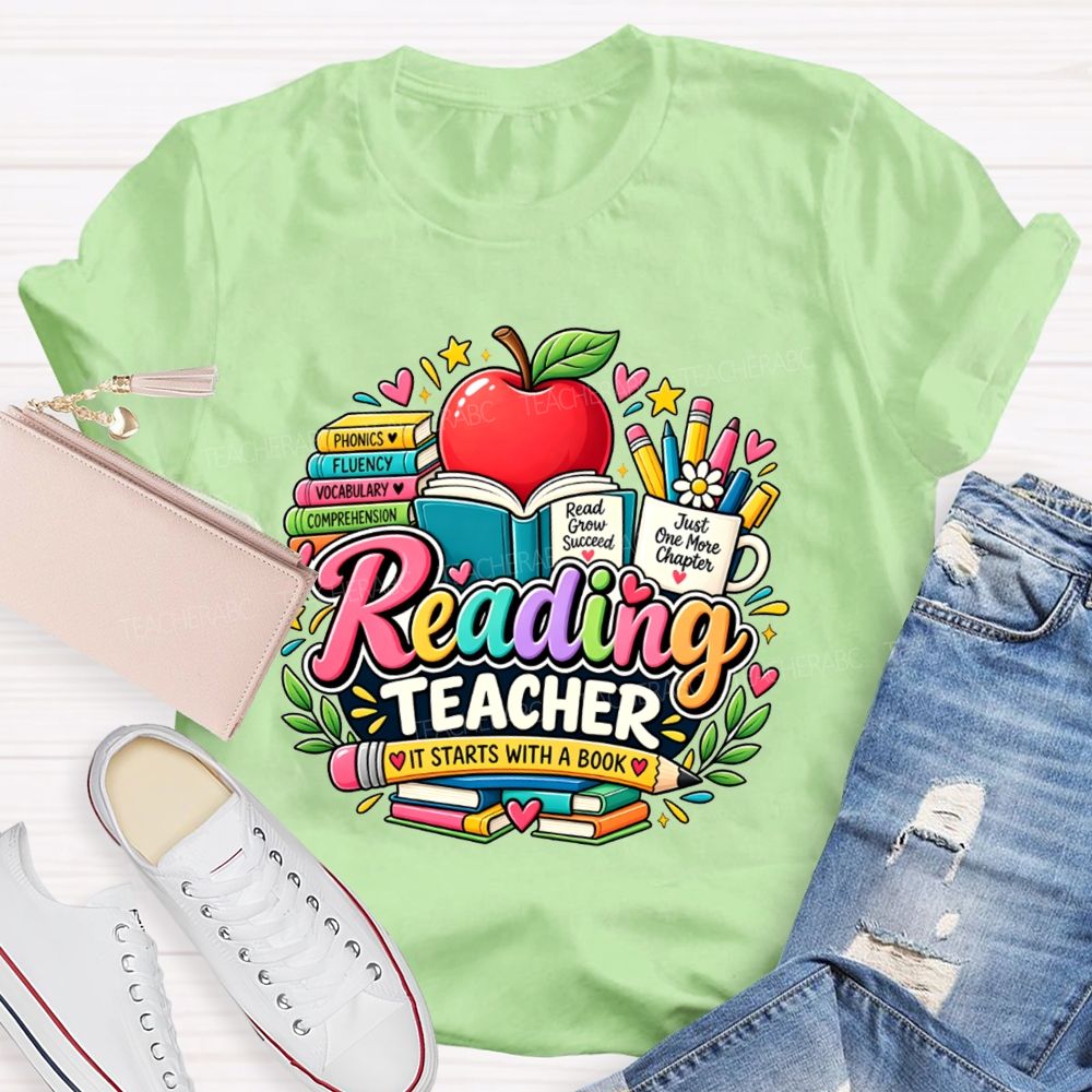 Reading Teacher Phonics Fluency Vocabulary Comprehension Teacher T-shirt