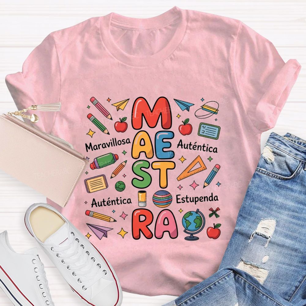 Maestra Maravillosa AutéNtica Estupenda Spanish Teacher T-shirt