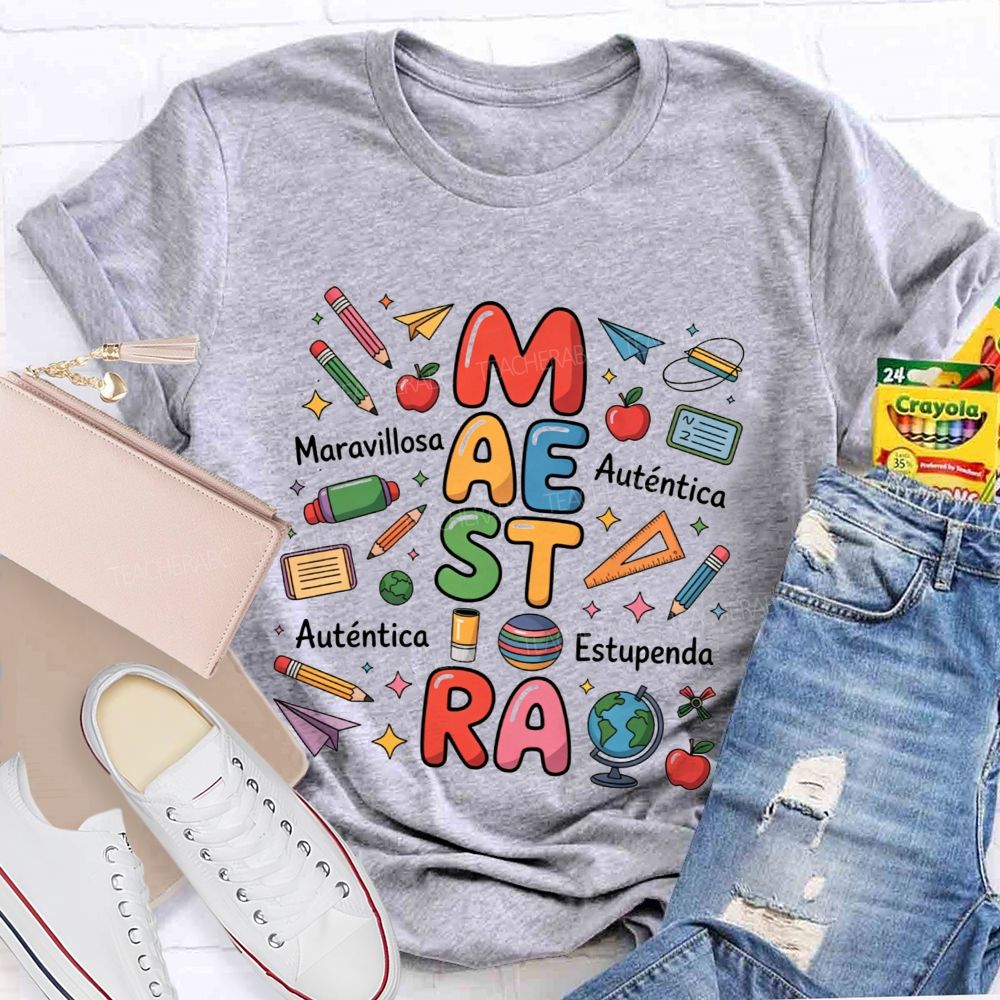 Maestra Maravillosa AutéNtica Estupenda Spanish Teacher T-shirt