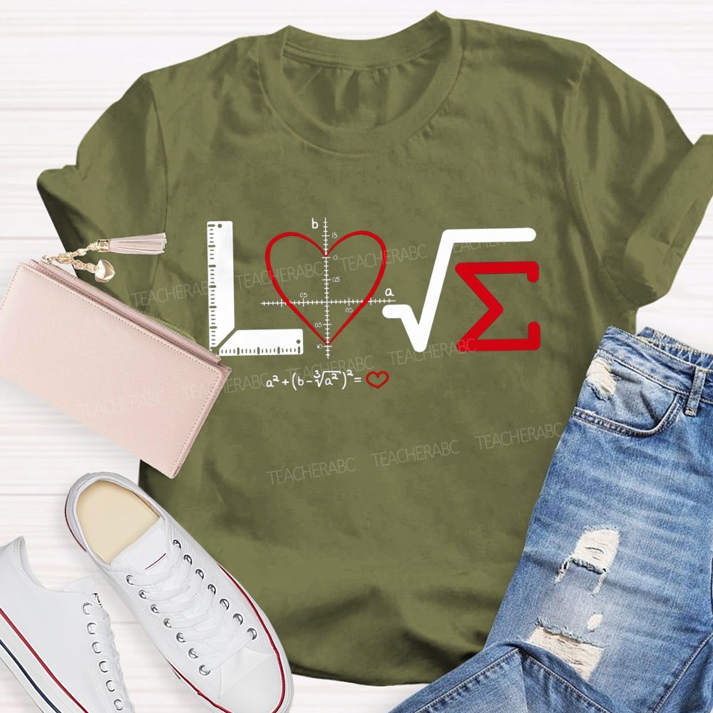 Love Made Of Math Symbols Heart Formula Teacher T-shirt