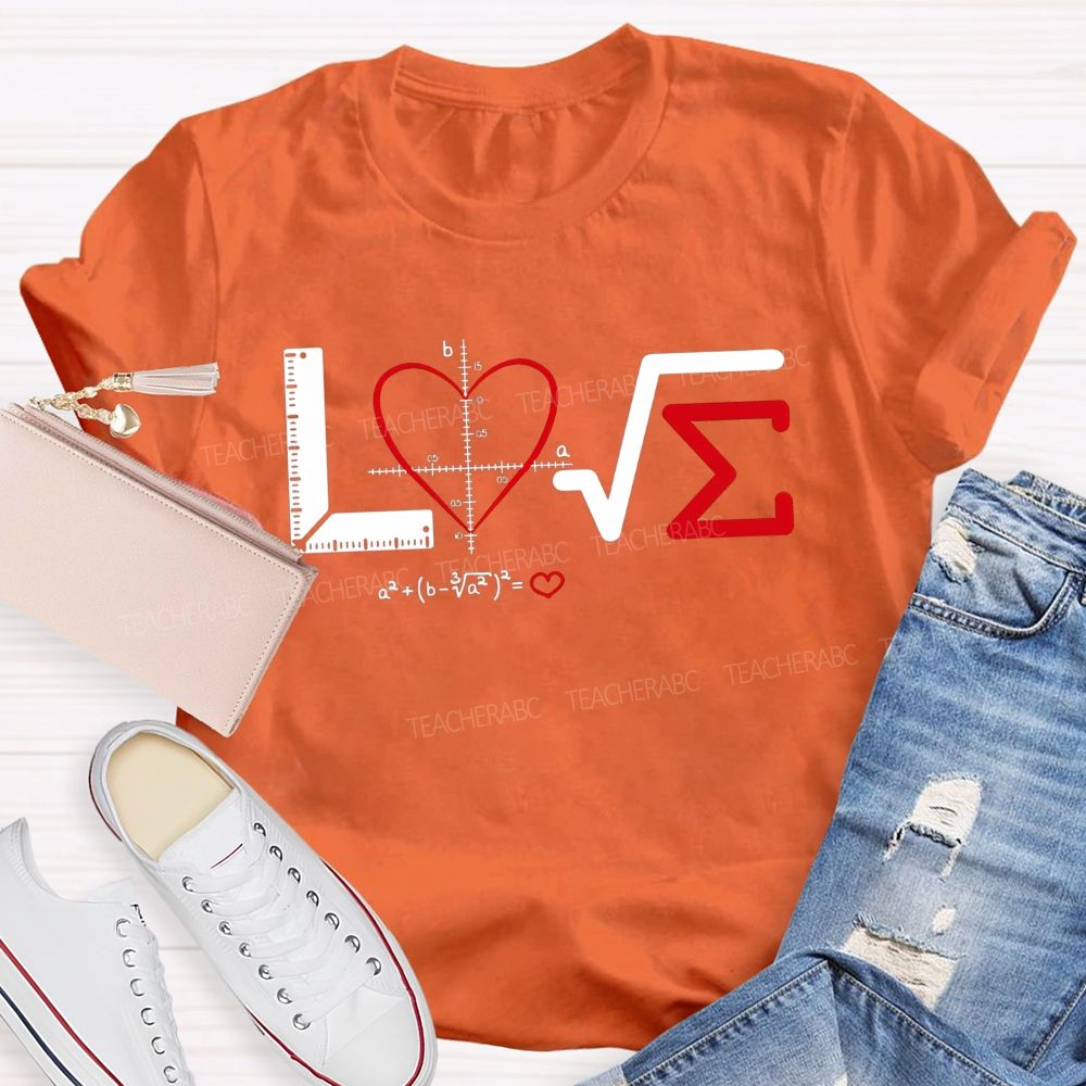 Love Made Of Math Symbols Heart Formula Teacher T-shirt