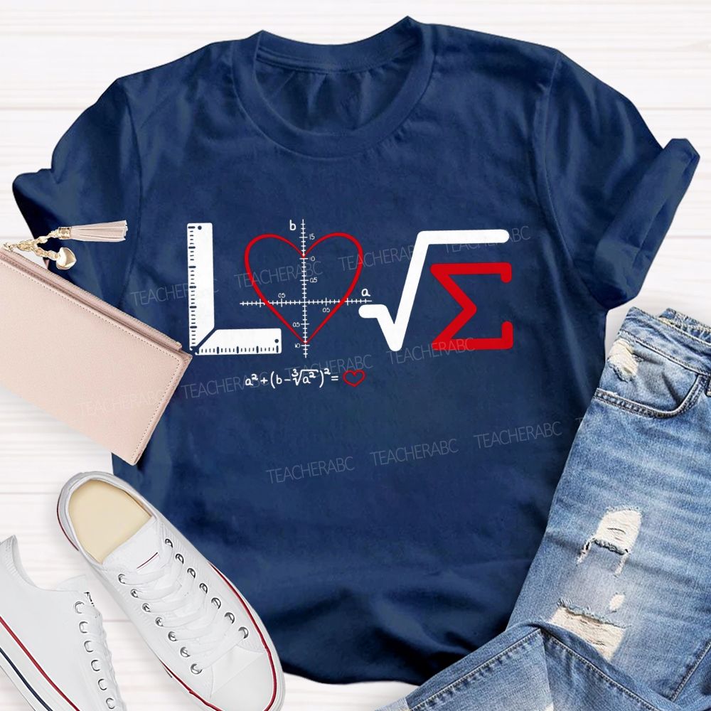 Love Made Of Math Symbols Heart Formula Teacher T-shirt