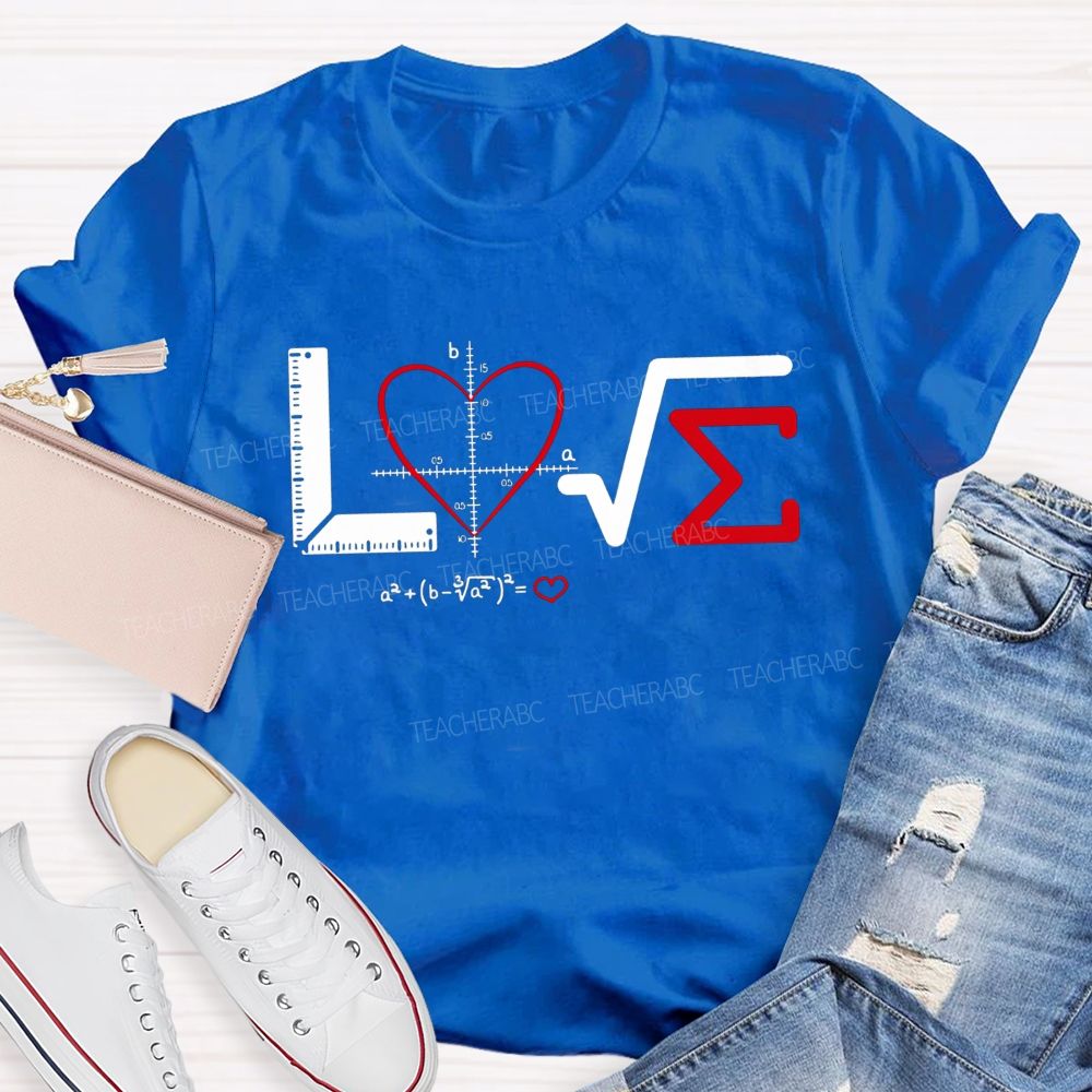 Love Made Of Math Symbols Heart Formula Teacher T-shirt