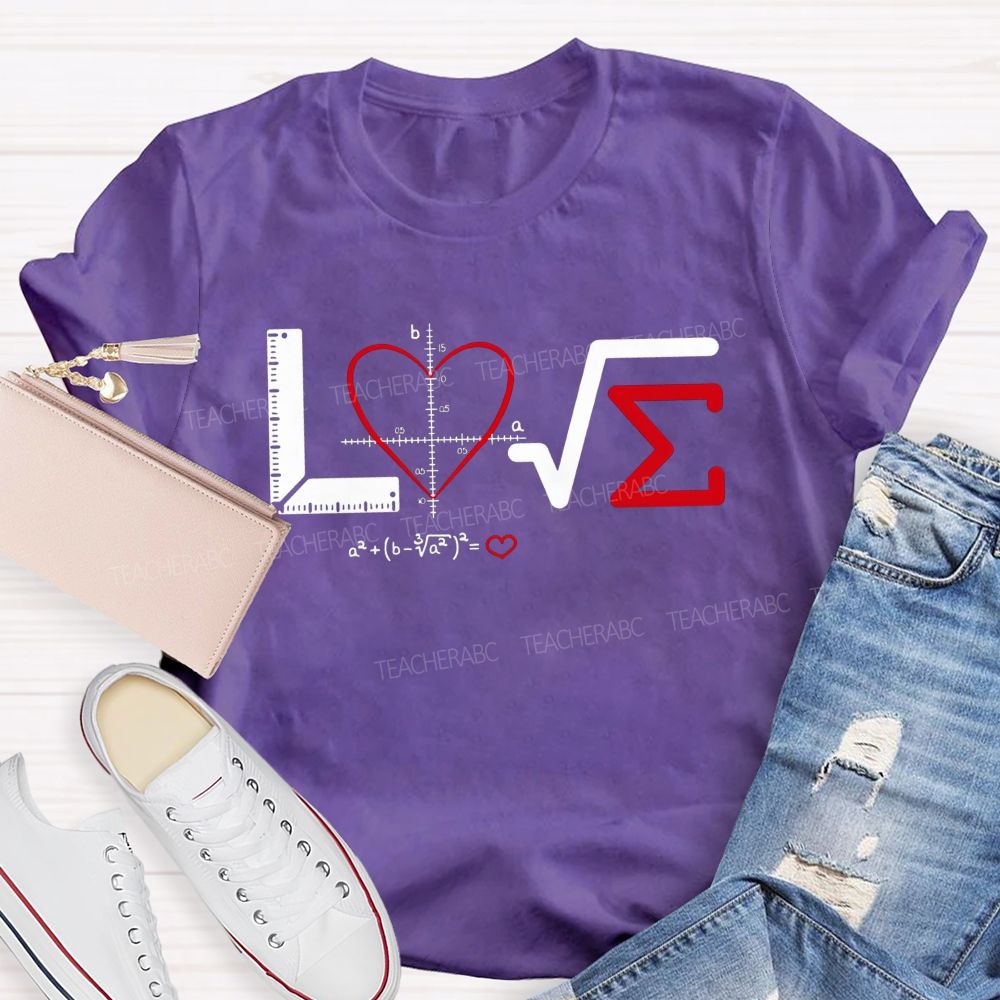 Love Made Of Math Symbols Heart Formula Teacher T-shirt