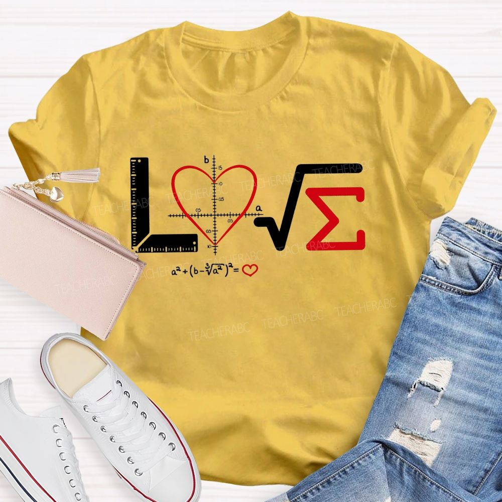 Love Made Of Math Symbols Heart Formula Teacher T-shirt