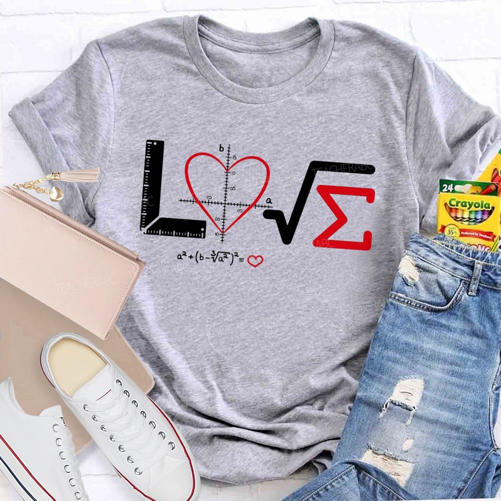 Love Made Of Math Symbols Heart Formula Teacher T-shirt