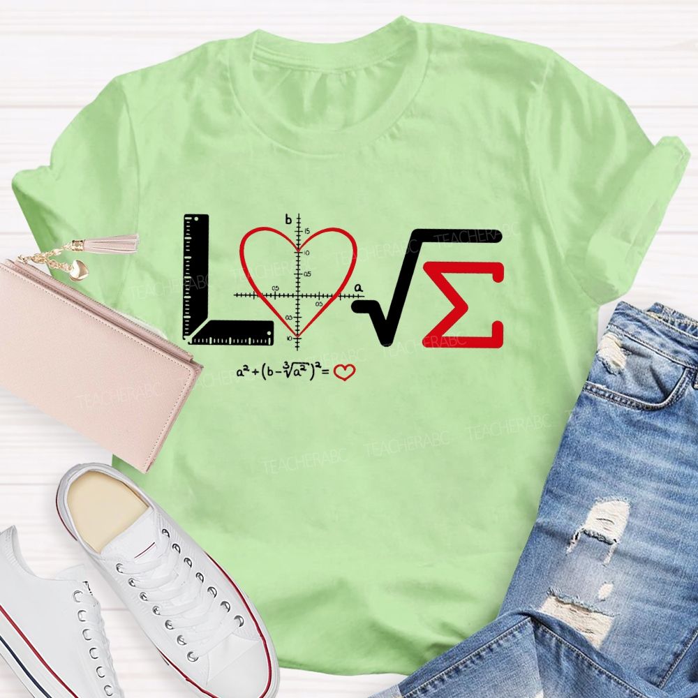Love Made Of Math Symbols Heart Formula Teacher T-shirt