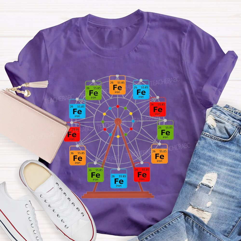 Ferris Wheel Fe Iron Periodic Table Science Nerd Teacher T-shirt