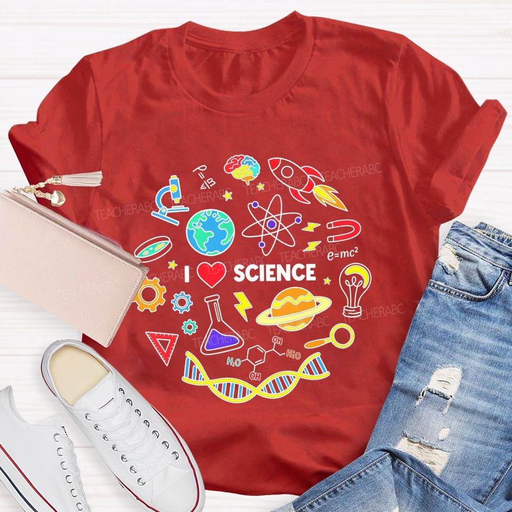 I Love Science Doodle Science Teacher T-shirt