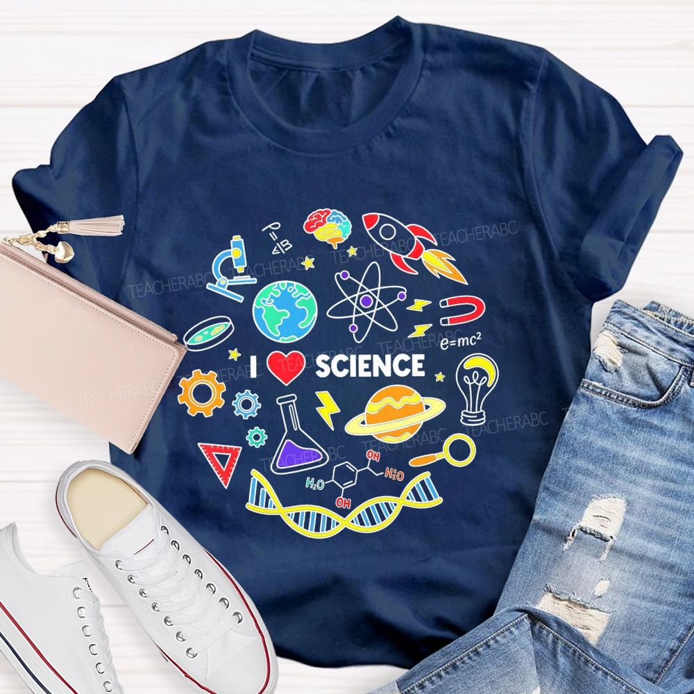 I Love Science Doodle Science Teacher T-shirt