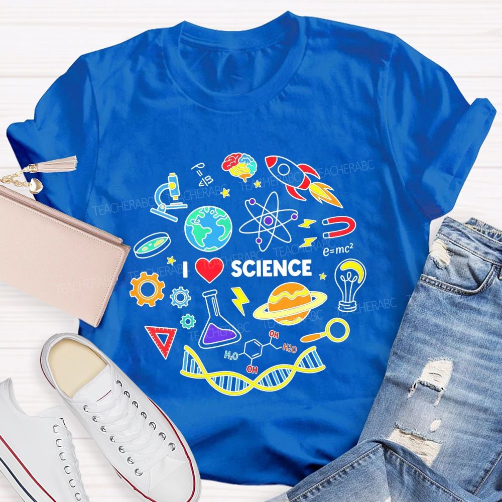 I Love Science Doodle Science Teacher T-shirt
