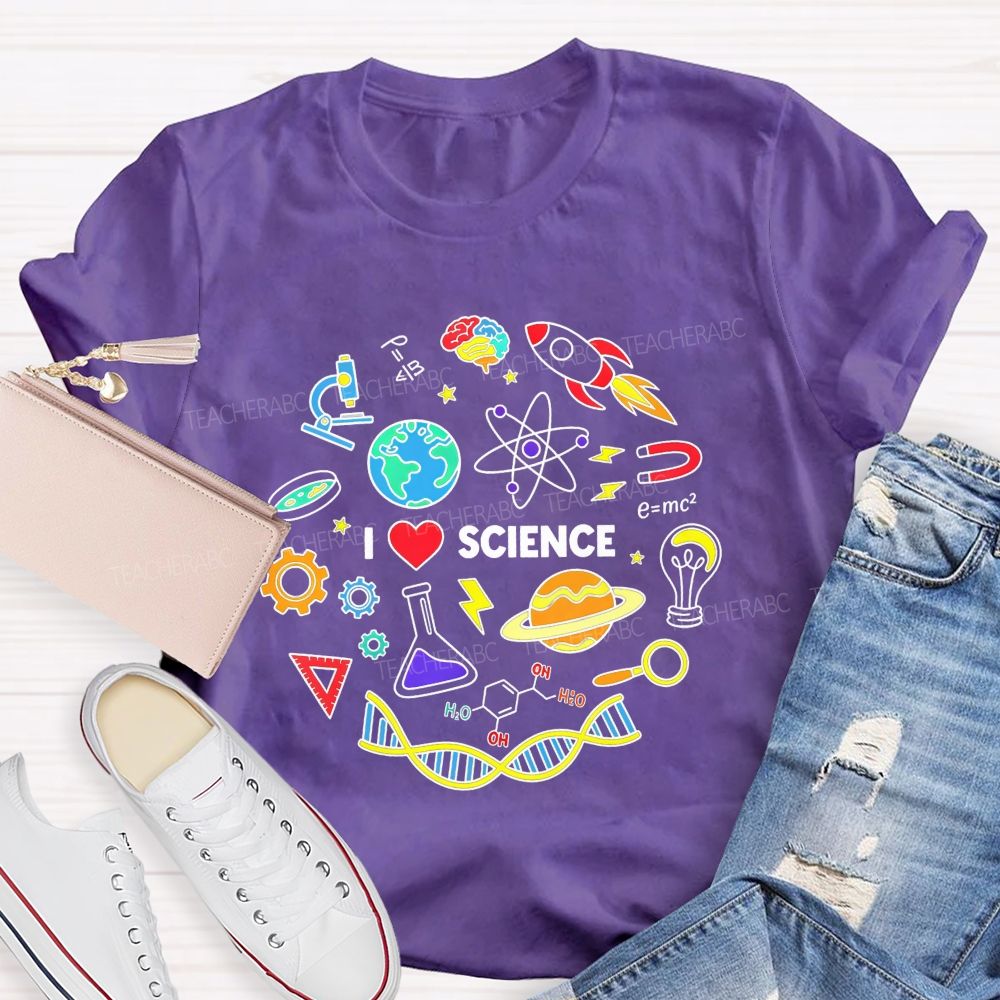 I Love Science Doodle Science Teacher T-shirt