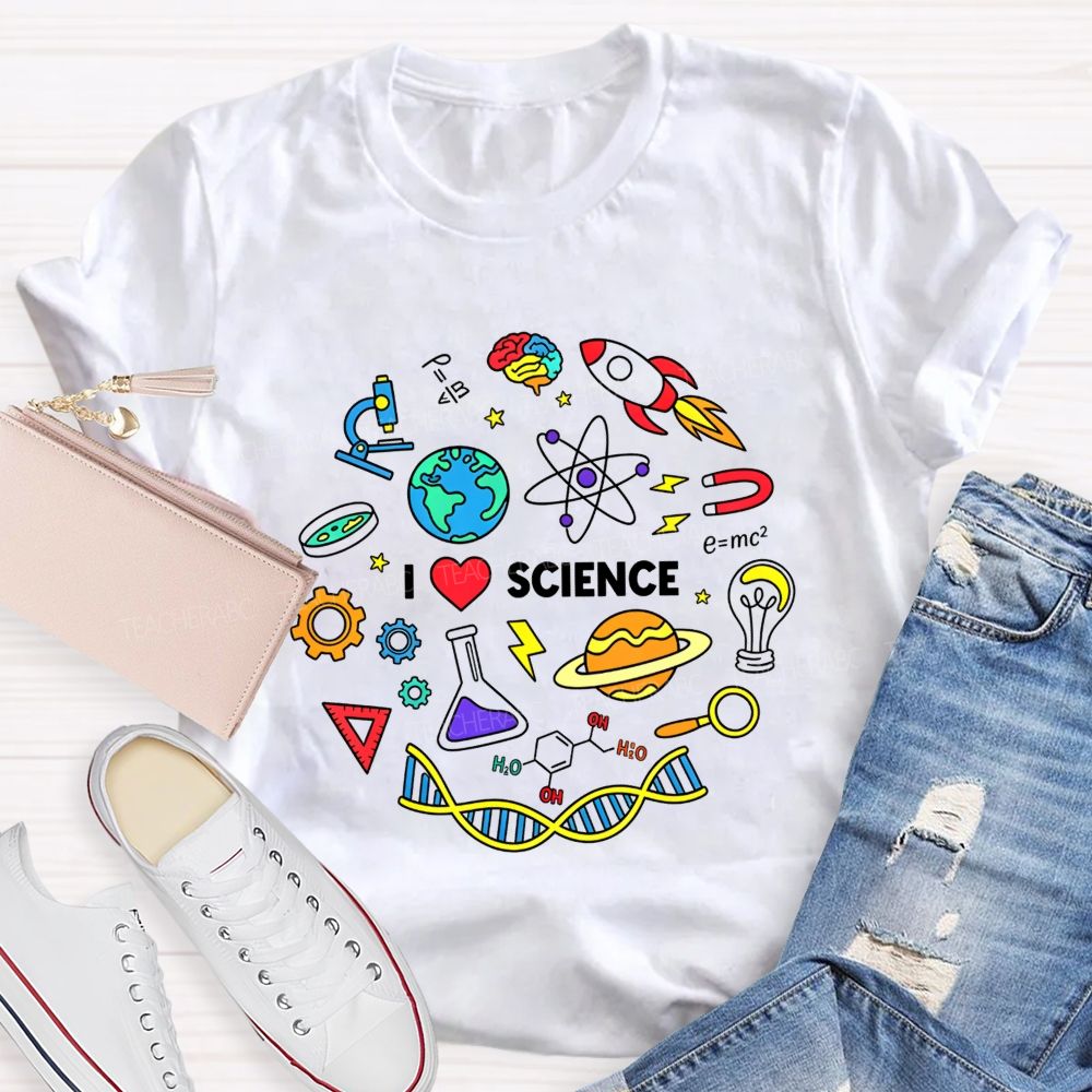 I Love Science Doodle Science Teacher T-shirt