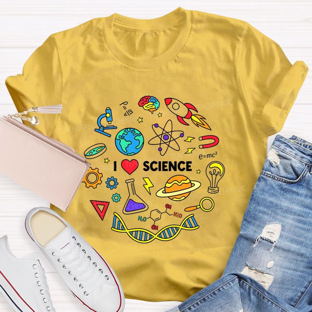 I Love Science Doodle Science Teacher T-shirt