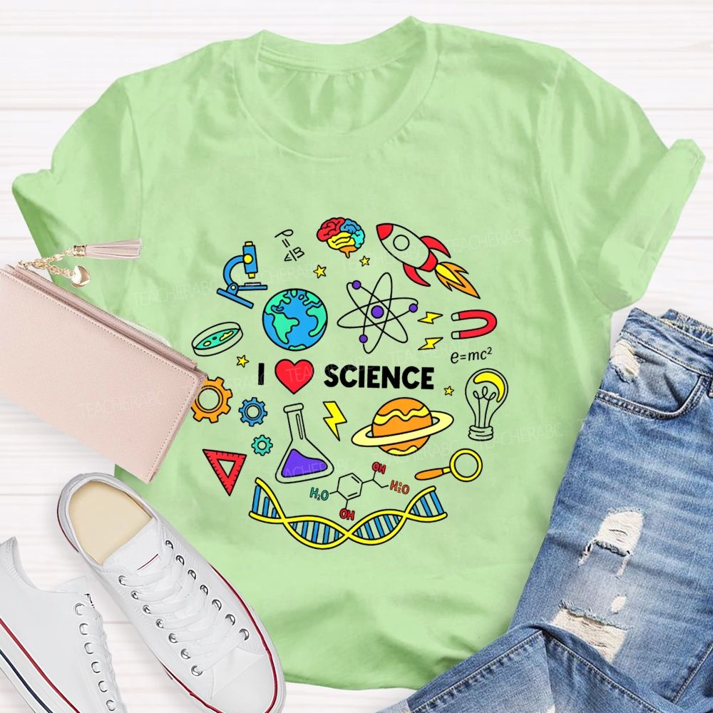 I Love Science Doodle Science Teacher T-shirt