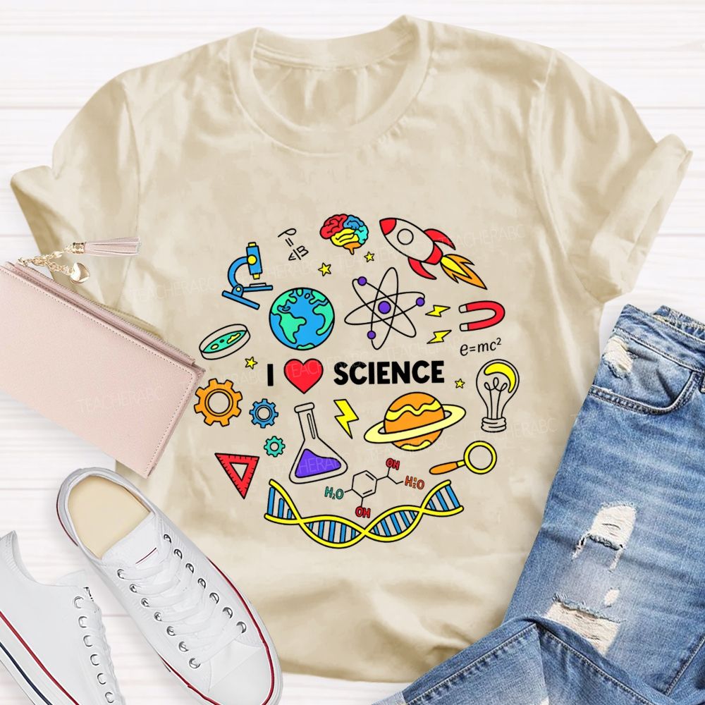 I Love Science Doodle Science Teacher T-shirt