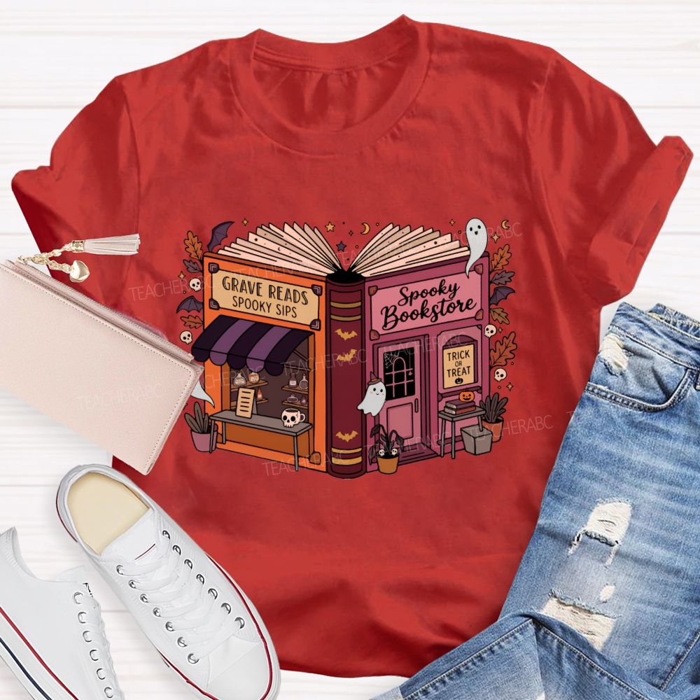 Reading Through The Spooky Season Halloween Teacher T-shirt