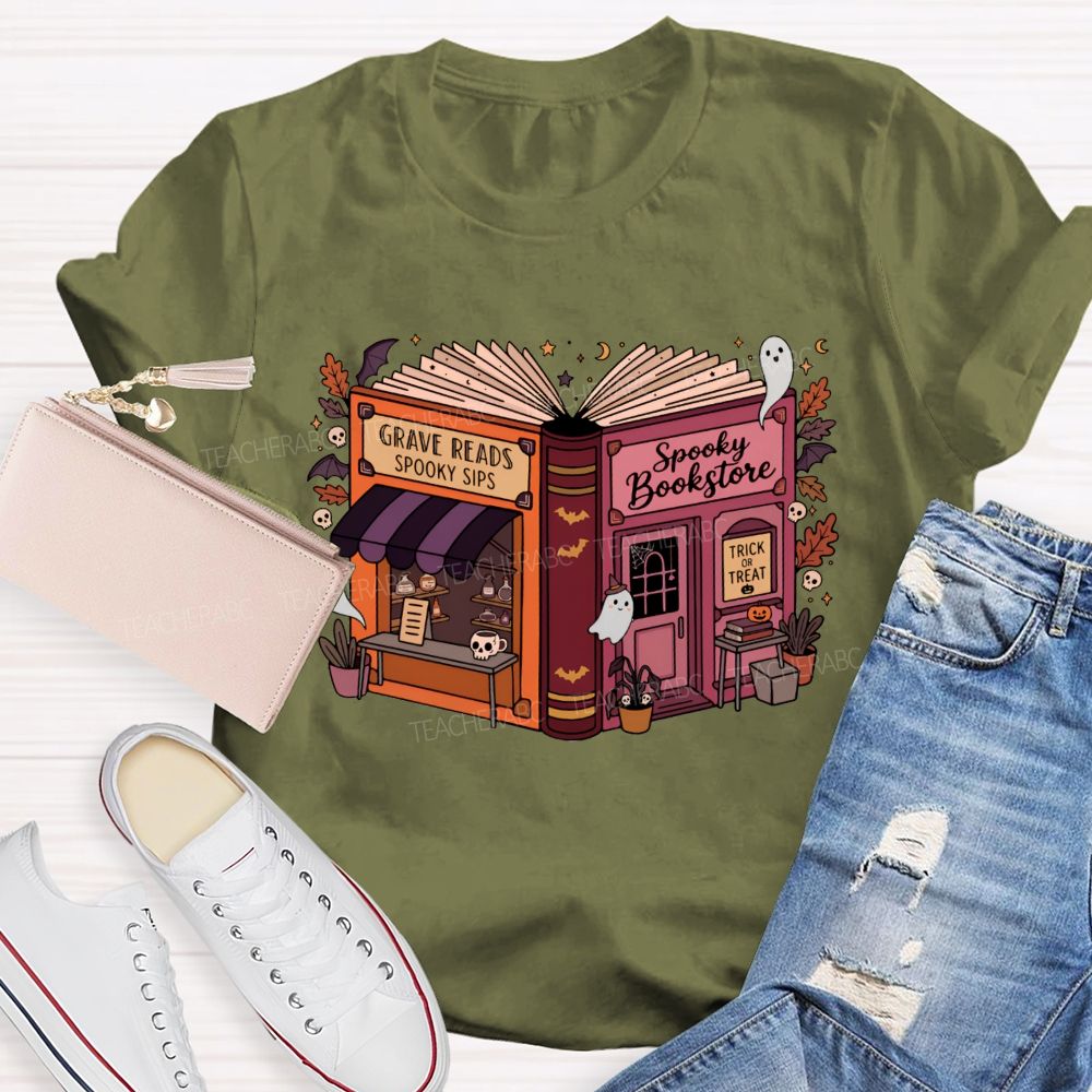 Reading Through The Spooky Season Halloween Teacher T-shirt