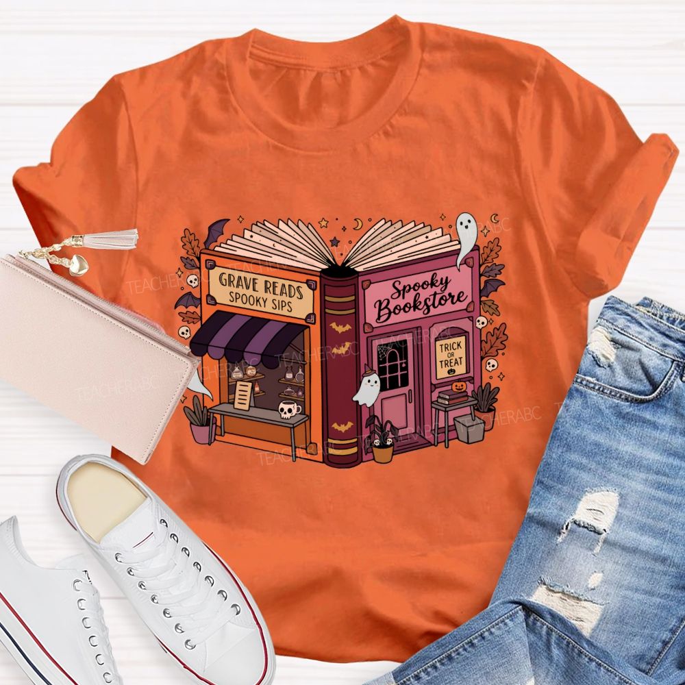 Reading Through The Spooky Season Halloween Teacher T-shirt