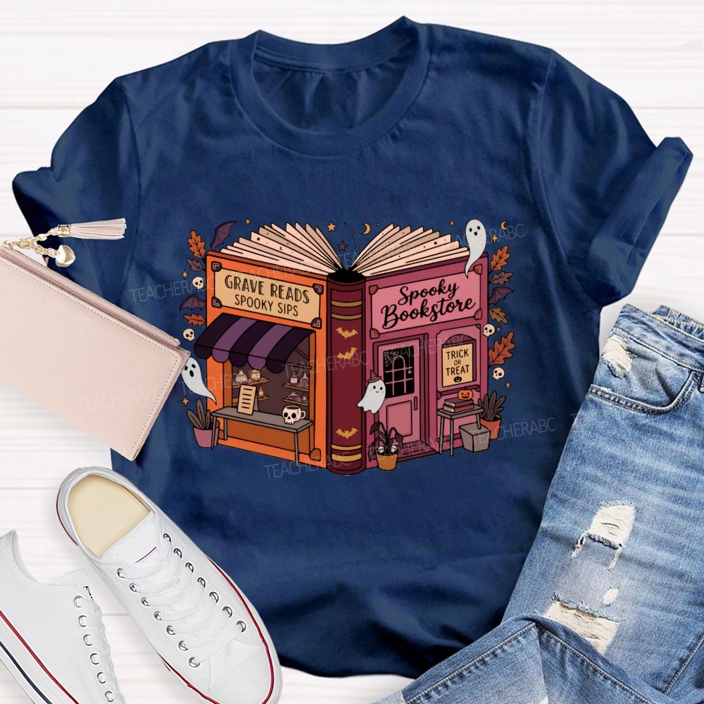 Reading Through The Spooky Season Halloween Teacher T-shirt