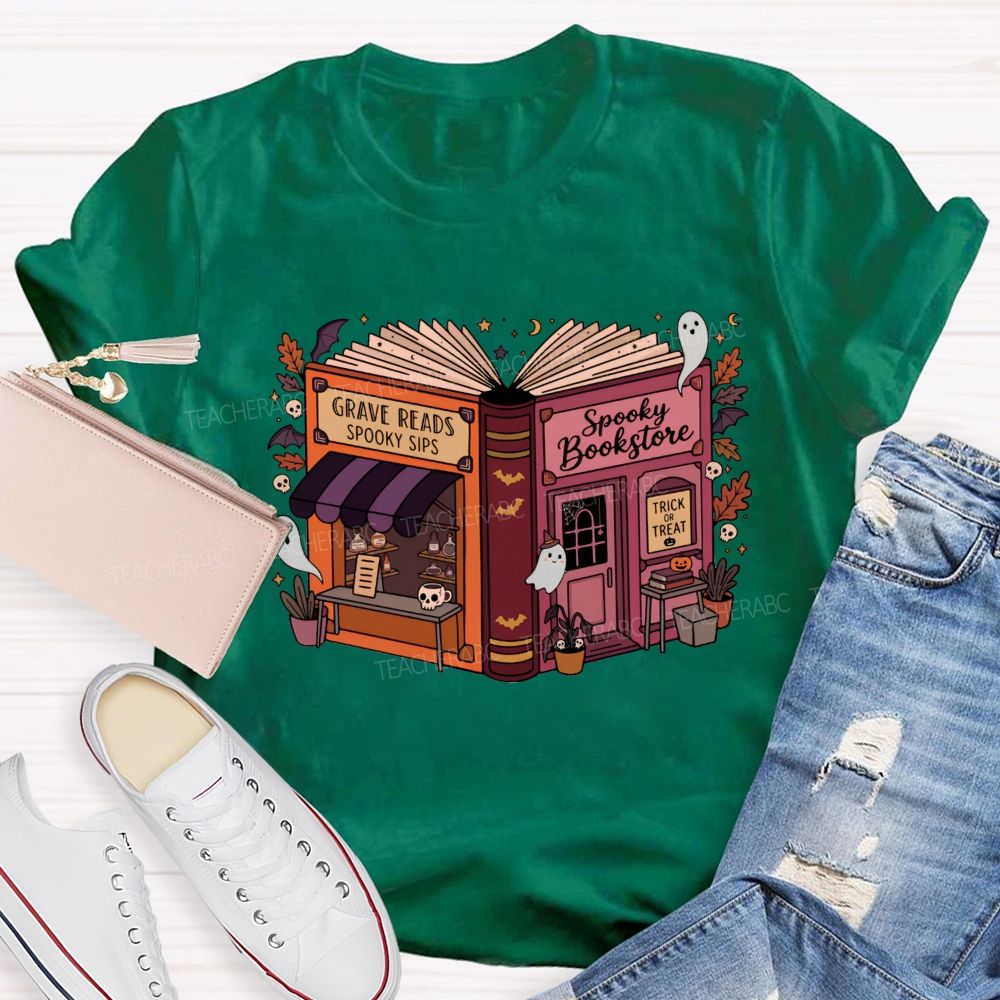 Reading Through The Spooky Season Halloween Teacher T-shirt