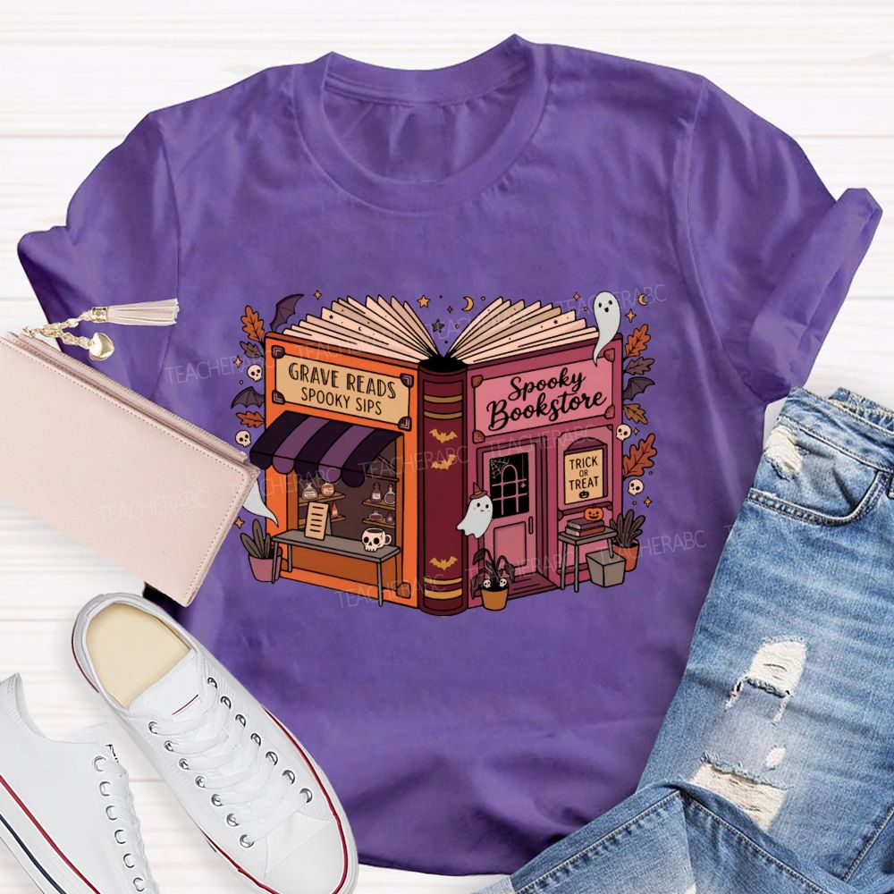 Reading Through The Spooky Season Halloween Teacher T-shirt