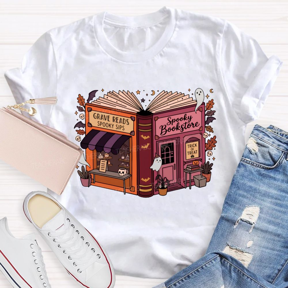Reading Through The Spooky Season Halloween Teacher T-shirt
