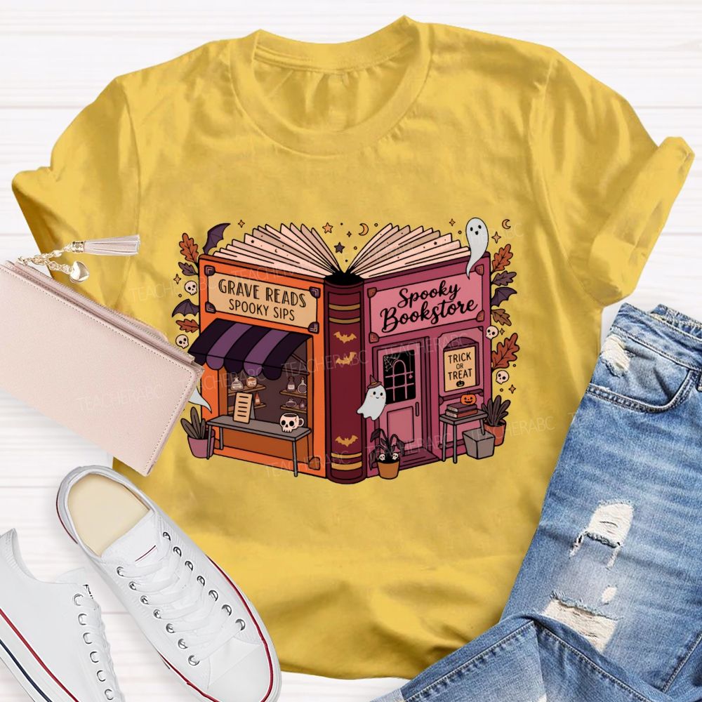Reading Through The Spooky Season Halloween Teacher T-shirt