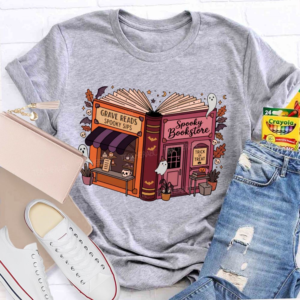 Reading Through The Spooky Season Halloween Teacher T-shirt