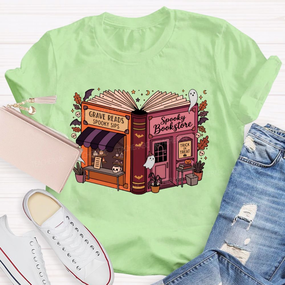 Reading Through The Spooky Season Halloween Teacher T-shirt