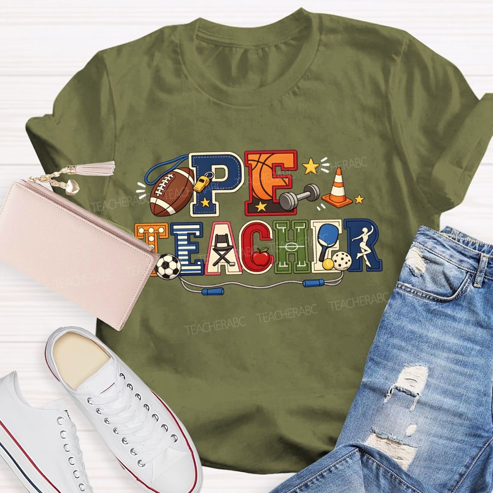 Proud Pe Teacher All The Sports Vibes Teacher T-shirt