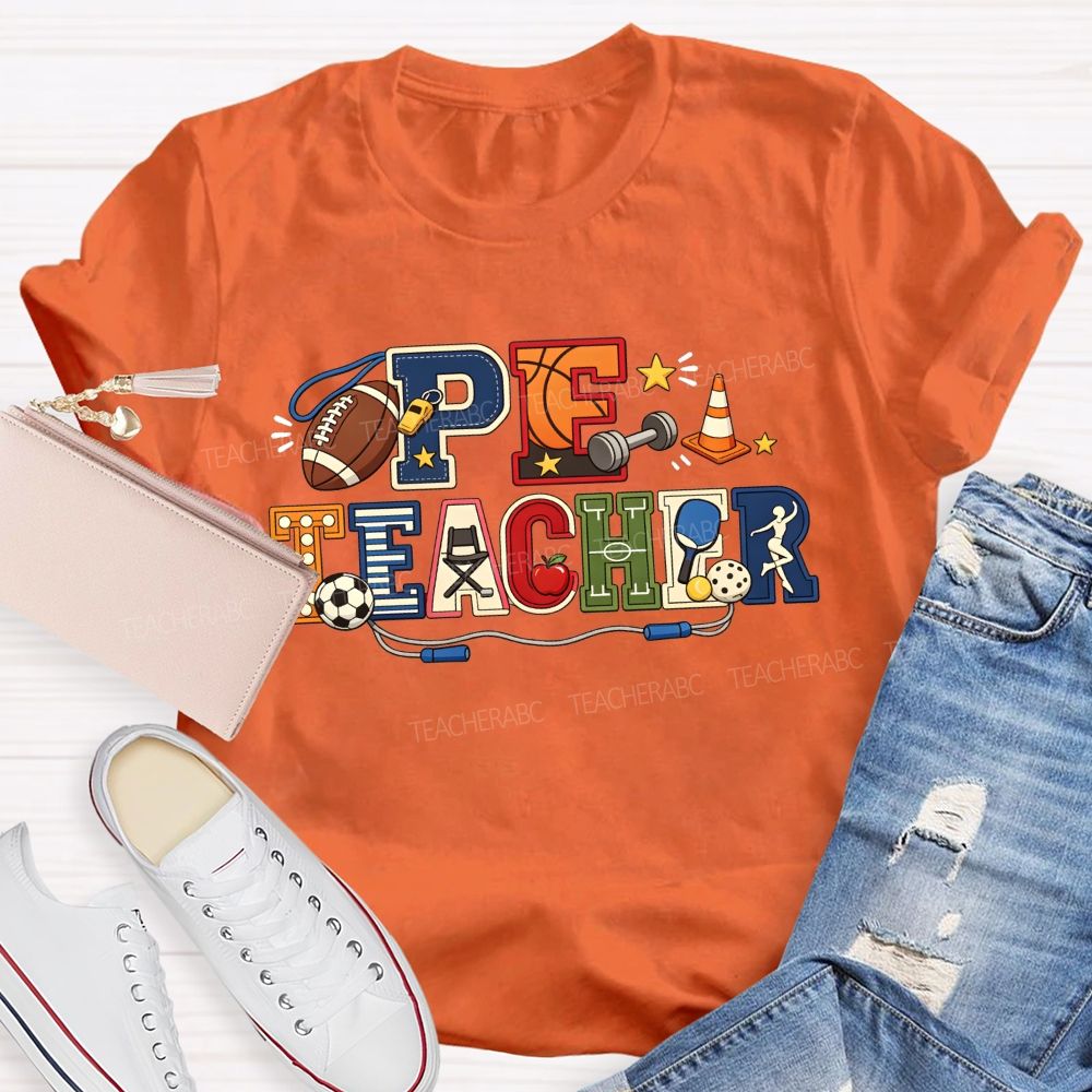 Proud Pe Teacher All The Sports Vibes Teacher T-shirt