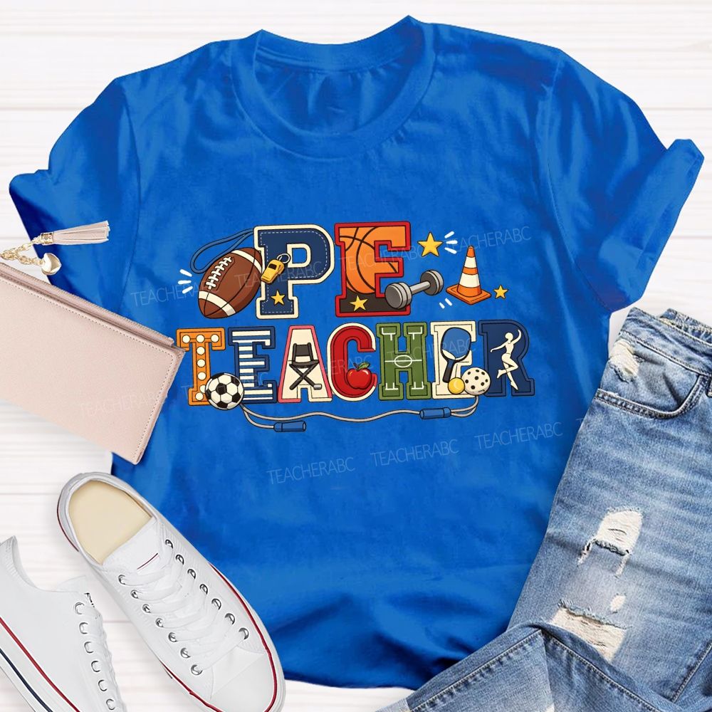 Proud Pe Teacher All The Sports Vibes Teacher T-shirt