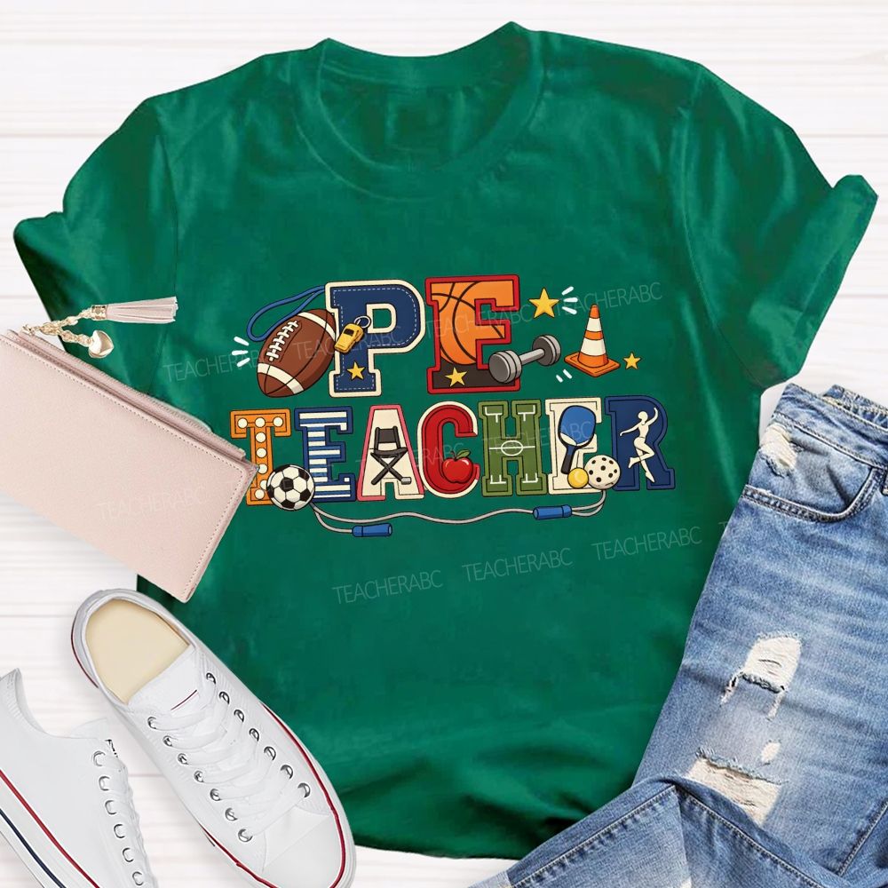 Proud Pe Teacher All The Sports Vibes Teacher T-shirt