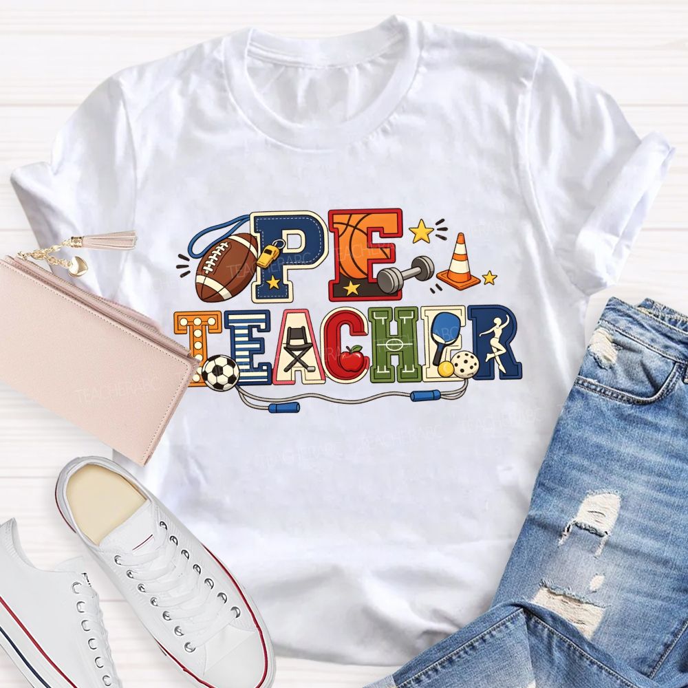 Proud Pe Teacher All The Sports Vibes Teacher T-shirt