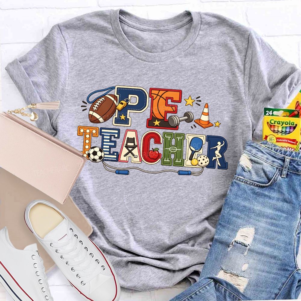 Proud Pe Teacher All The Sports Vibes Teacher T-shirt