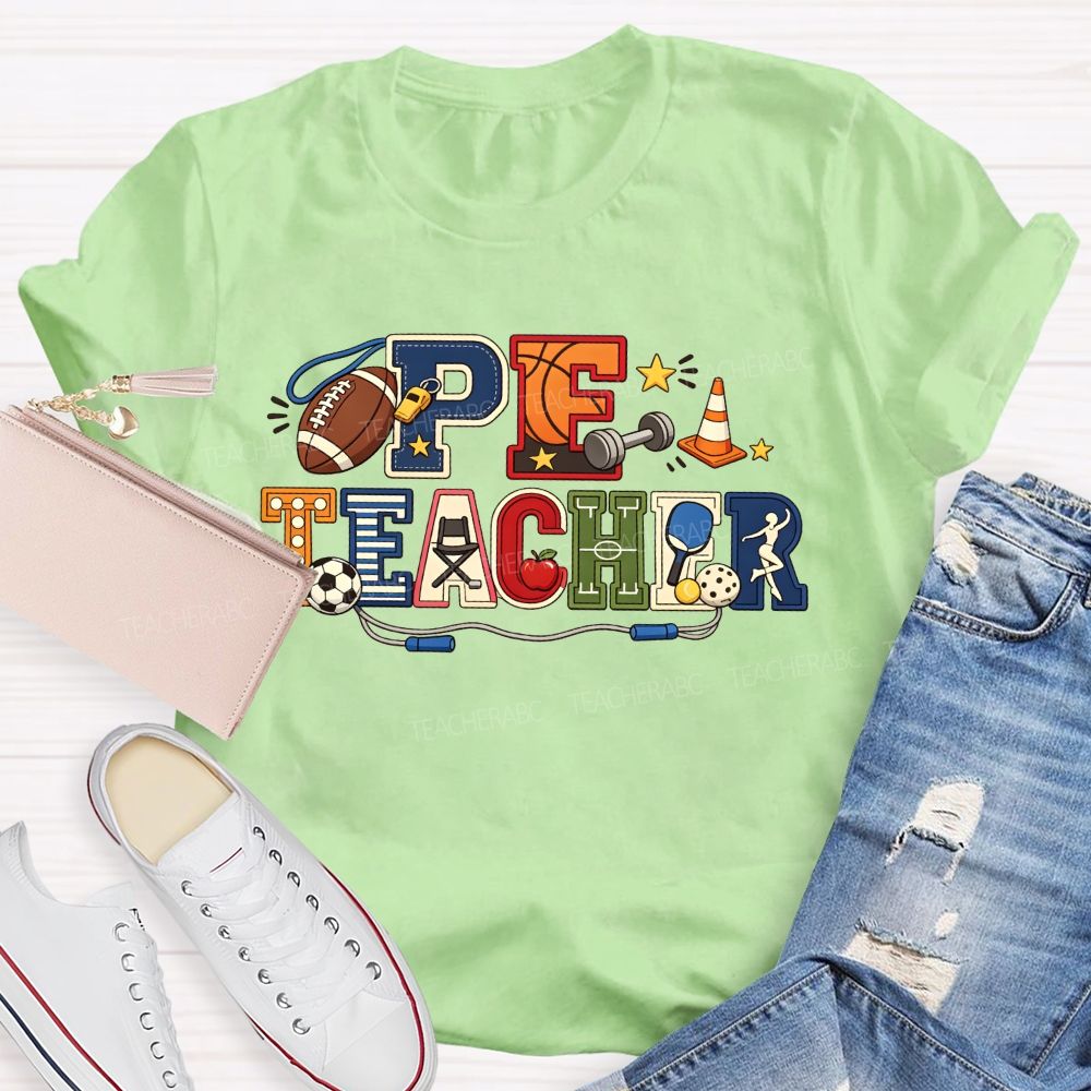 Proud Pe Teacher All The Sports Vibes Teacher T-shirt